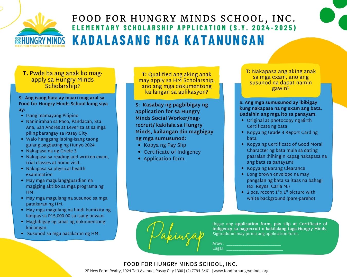 Hungry Minds Scholarship Application for S.Y. 2024-2025 is now open!